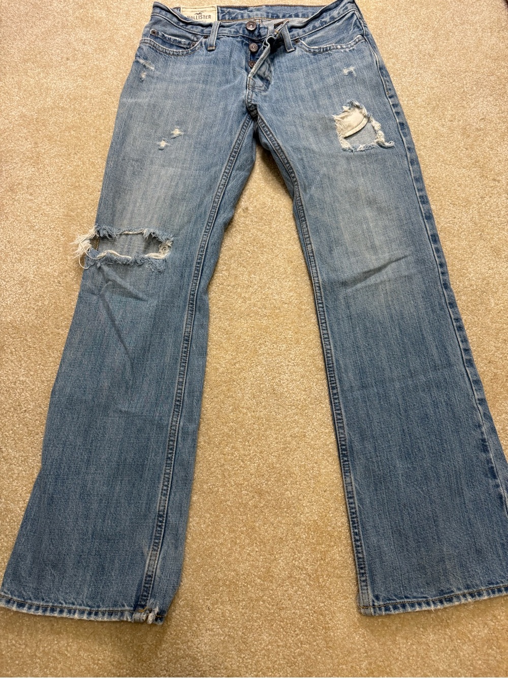 Hollister men’s buttonfly slim bootcut Distressed Light Blue Bootcut Jeans 30x30